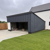 Metal cladding on a garage