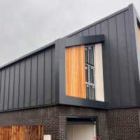 Metal cladding on a new build